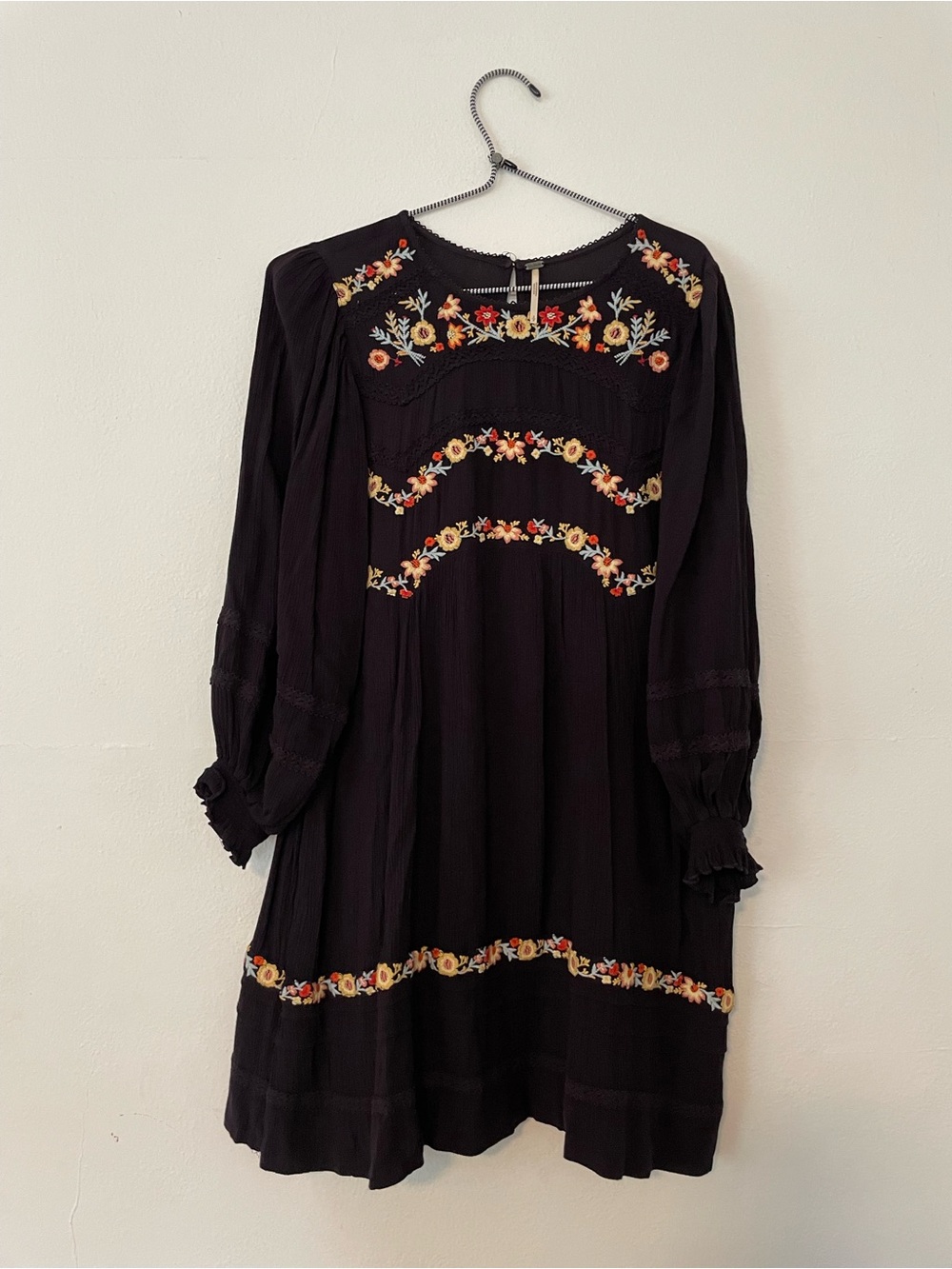 Free People Plum Embroidered Boho Dress